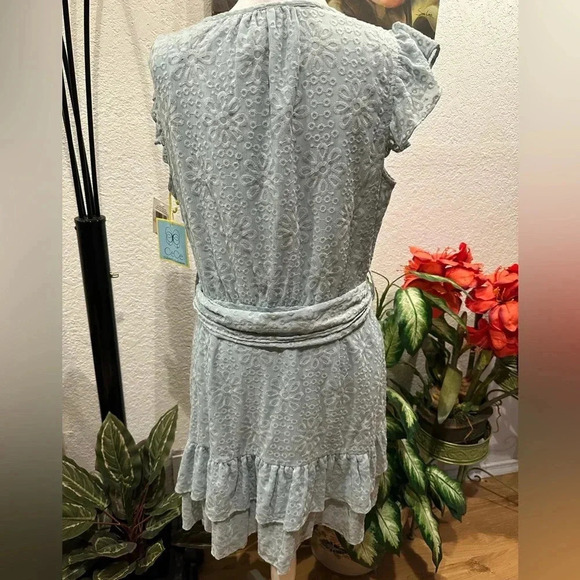 CeCe aqua dusk layered mini dress size 10 - Picture 3 of 10